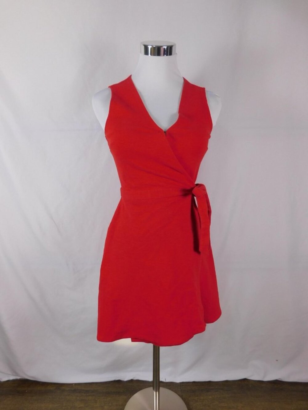 J. By J.CREW Dress Womens XXS Red Wrap Sleeveless V-Neck Short Casual Sundress